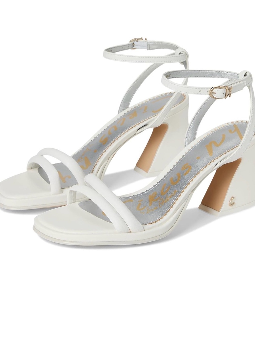 Circus by Sam Edelman White Ankle-Strap Block Heel Sandals